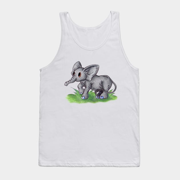 Curious Baby Elephant Tank Top by KristenOKeefeArt